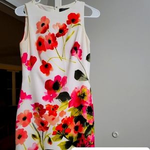 Lined floral print dress